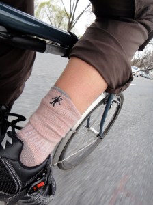 Pink commuting socks.
