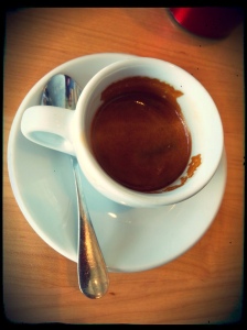 Peregrine dble espresso in a demitasse cup