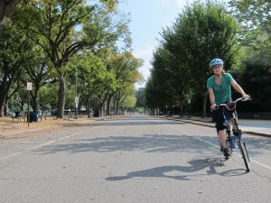 Riding the closed Mall side streets