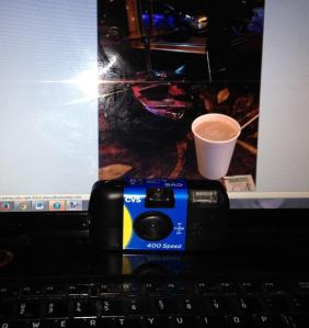 A photo of the disposable camera that contains the photo associated with this ride!