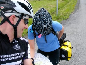 Checking the map en route to Niagara Falls