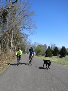 Andrea and Mike, and a dog we surprised as it was out for a stroll