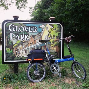 Riding the Tikit up through Glover Park. Time out for a photo.