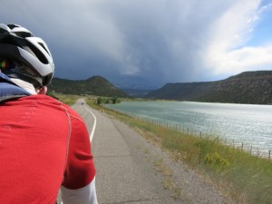 Stern clouds and stiff crosswinds outside of Ridgway