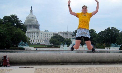 September jump photo on the morning run commute