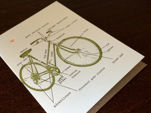 Bicycle Letterpress Card from Larkpress