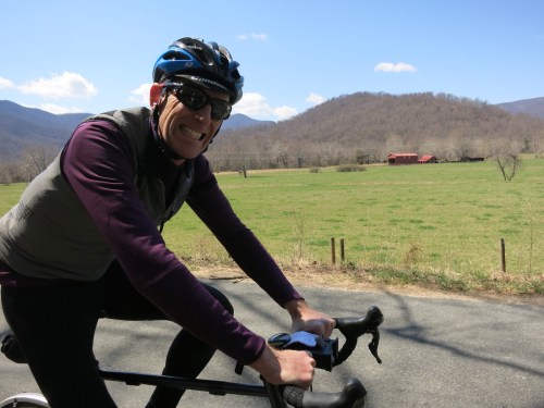 Jerry on Etlan Road, one of the most beautiful roads around