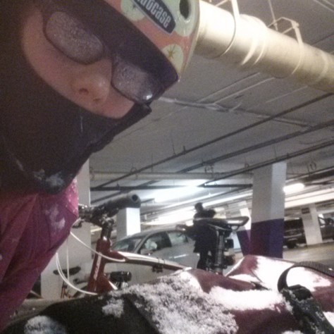 Emma and the snowbike. Courtesy of Emma Wimmer